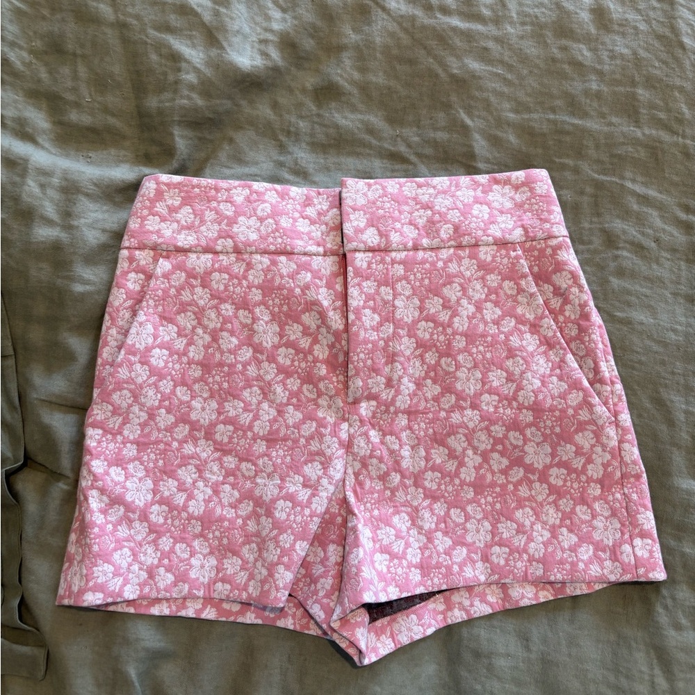 Alice + Olivia High Waist Pink and White Floral Shorts